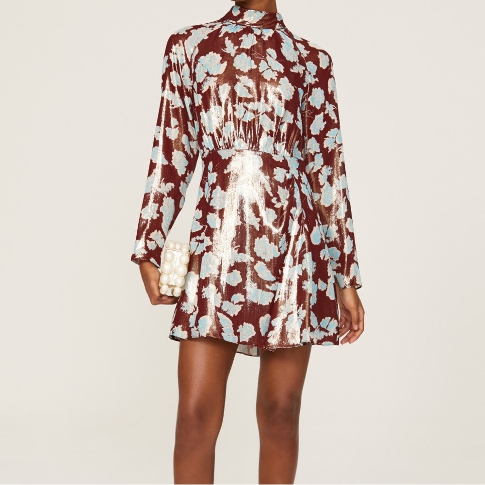 Tanya Taylor Hannah Dress Floral Long Sleeve Mini